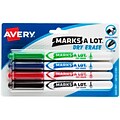 Avery Marks A Lot Pen-Style Dry Erase Markers, Fine Point, Assorted, 4/Set (24459)