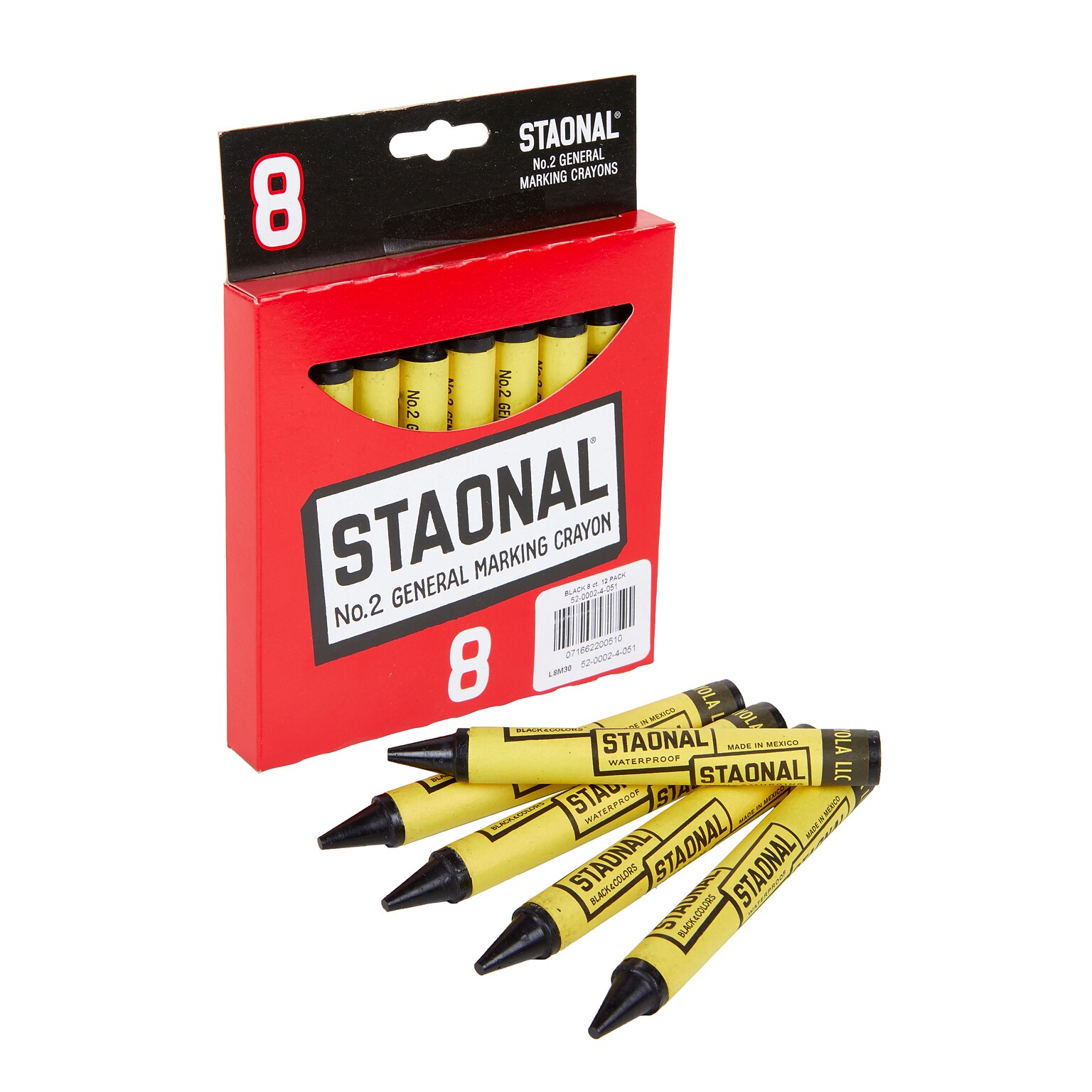Crayola Staonal Marking Crayons, Black, 8/Box (52-0002-2-051)