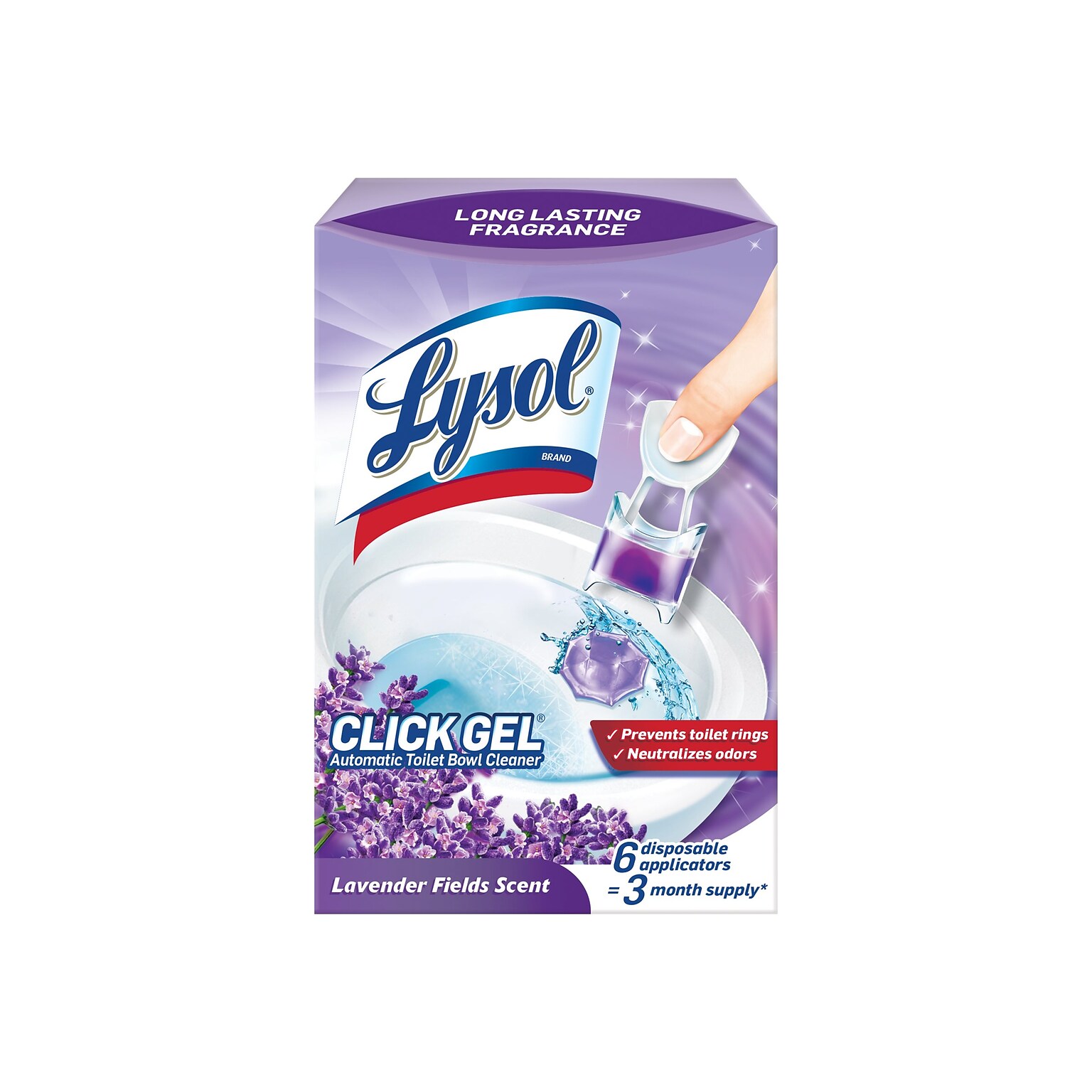 Lysol Click Gel Toilet Bowl Cleaner, Lavender Fields, 6/Pack (192008906000)