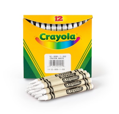 Crayola Single-Color Refill Crayons, White, 12 Per Box (52-0836-053)