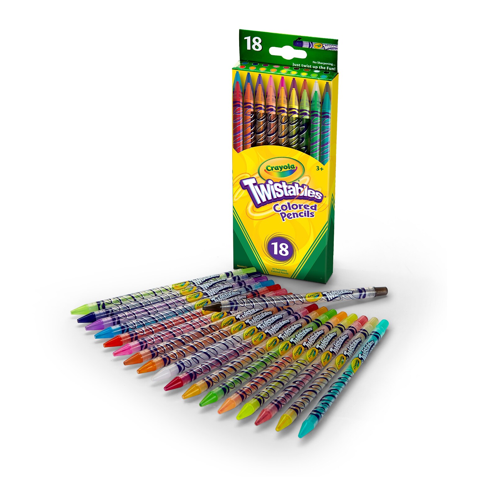 Crayola Twistable Kids Colored Pencils, Assorted Colors, 18/Pack (68-7418)