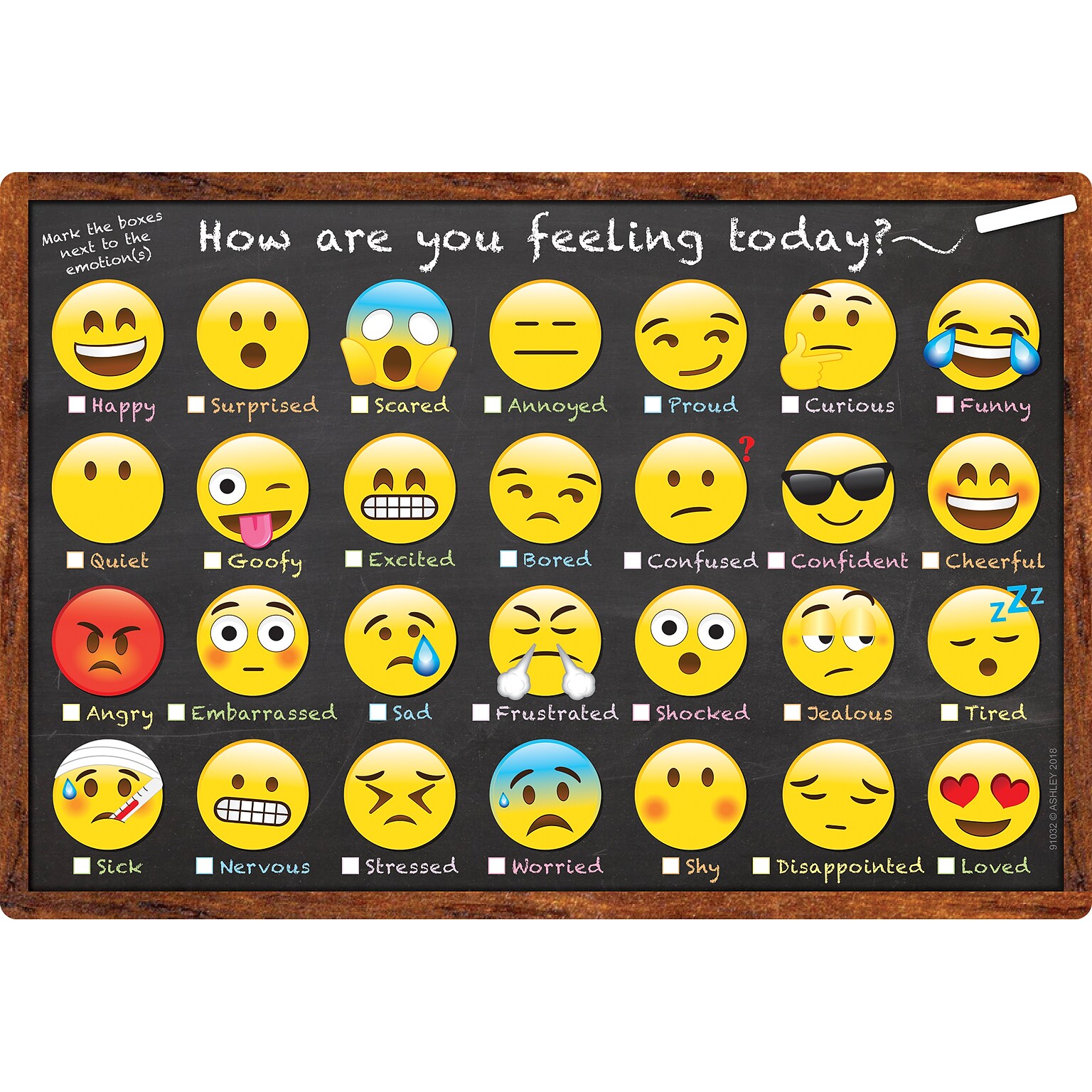 Ashley Productions Smart Poly Chart, 13 x 19, Emotions Icon How Are You Feeling (ASH91032)