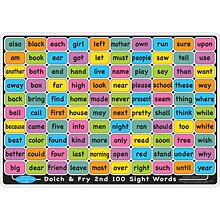 Ashley Productions Smart Poly Learning Mat, 12 x 17, Double-Sided, Sight Words 1st & 2nd 100 (ASH9