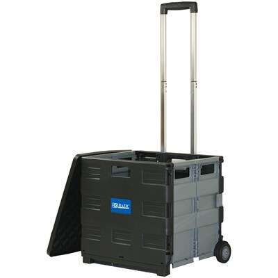 BAZIC 17.72"H x 17.24"W Assorted Materials Folding Cart on Wheels with Lid Cover, Gray/Black (BAZ2196)