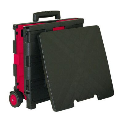 Bazic Hinged Lid Folding Cart on Wheels, Red/Black (BAZ2199)
