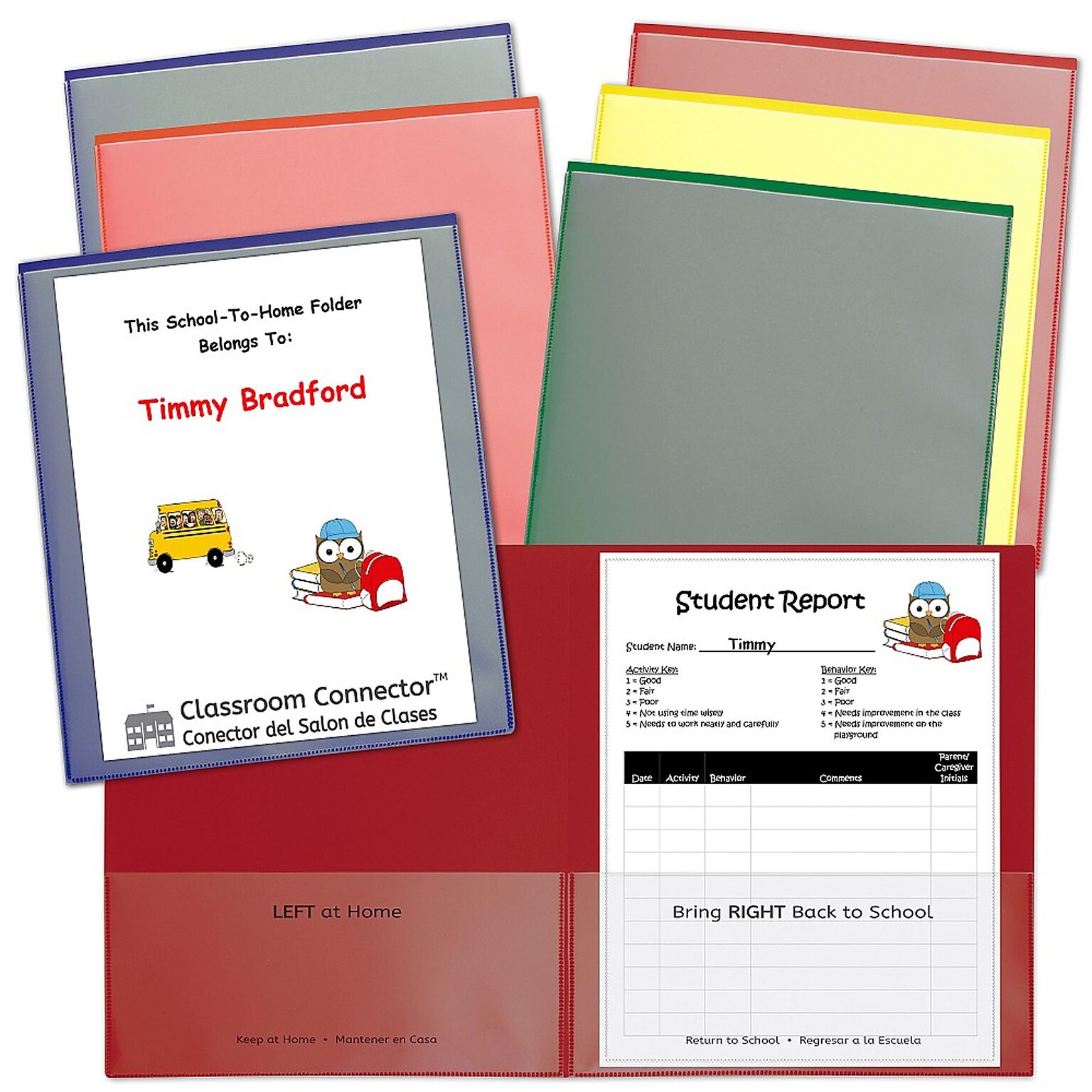 C-Line Plastic Classroom Connector School-To-Home Folder, 11.75 x 9.44, Assorted Colors, 6/Pack (CLI32010)