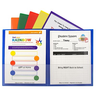 C-Line Plastic Classroom Connector School-To-Home Folder, 11.75 x 9.44, Assorted Colors, 6/Pack (C