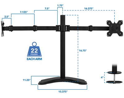Mount-It! Dual Monitor Stand for 19"-32" Screens (MI-2781B)