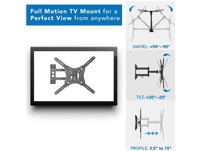 Mount-It! Wall Full-Motion TV Mount, 66 lbs. Max. (MI-894)