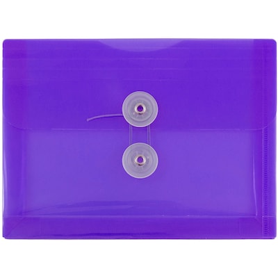 JAM Paper Plastic Envelopes with Button and String Tie Closure, Index Booklet, 5.5 x 7.5, Purple, 12