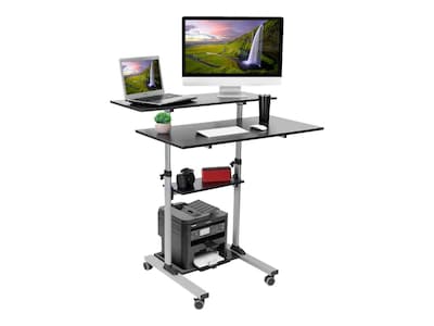 Mount-It! 37-55 Plastic/Steel Adjustable Desk, Black/Gray (MI-7970)