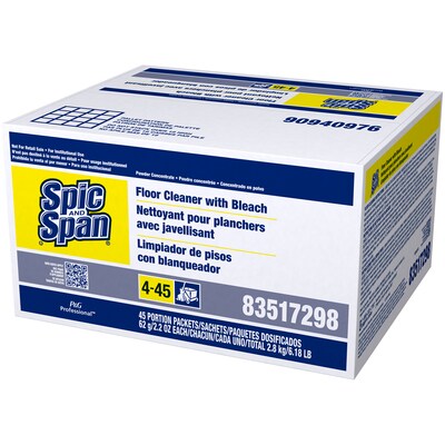 Spic and Span Floor Cleaner Packet with Bleach, 2.2 oz., 45/Carton (02010)