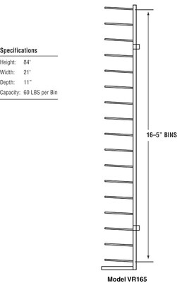 Brookside Design Vis-i-Rack High Capacity 16 Bin Blueprint Roll File Storage Rack, Textured Black (VR165)