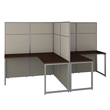 Bush Business Furniture Easy Office 66.34H x 119.84W 2 Person T-Shaped Cubicle Workstation, Mocha