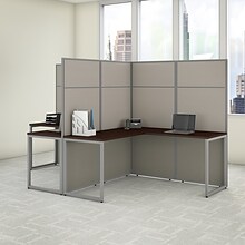 Bush Business Furniture Easy Office 66.34H x 119.84W 2 Person T-Shaped Cubicle Workstation, Mocha