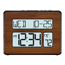 La Crosse Technology Backlight Atomic Calendar Walnut finish Clock with Large Digits (513-1419BL-WA)