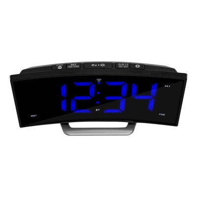 La Crosse Technology Curved Blue LED Atomic Dual Alarm Clock, 1.8 Inch (617-249)