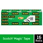 Scotch Magic Tape, Invisible, 3/4 in x 1000 in, 16 Tape Rolls, Clear, Refill, Home Office and Back to School Classroom Supplies