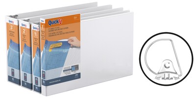 Stride Heavy Duty 1" 3-Ring View Binders, D-Ring, White (94010)