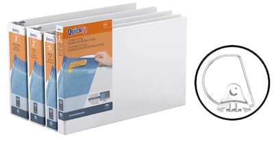Stride Deluxe Heavy Duty 1 1/2" 3-Ring View Binders, D-Ring, White (94020)