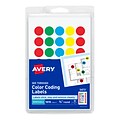 Avery See-Through Hand Written Color Coding Labels, 3/4 Dia., Translucent Assorted Colors, 35/Sheet