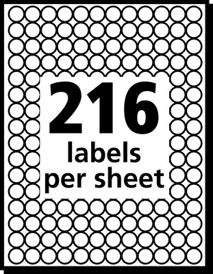 Avery See-Through Color Coding Labels, 1/4" Diameter, Translucent Assorted Colors, 864 Labels/Pack (5796)