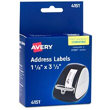 Avery Direct Thermal Roll Multipurpose Labels, 1-1/8 x 3-1/2, Clear, 120 Labels /Roll, 1 Roll/Box,