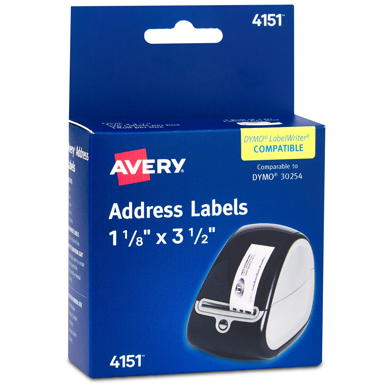 Avery Direct Thermal Roll Multipurpose Labels, 1-1/8 x 3-1/2, Clear, 120 Labels /Roll, 1 Roll/Box, 120 Labels/Box (4151)