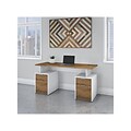 Bush Business Furniture Jamestown 60W Desk with 4 Drawers, Fresh Walnut/White (JTN017FWWHSU)