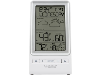 La Crosse Technology Indoor/Outdoor Tabletop Weather Station, Digital, White (308-1415FCT)