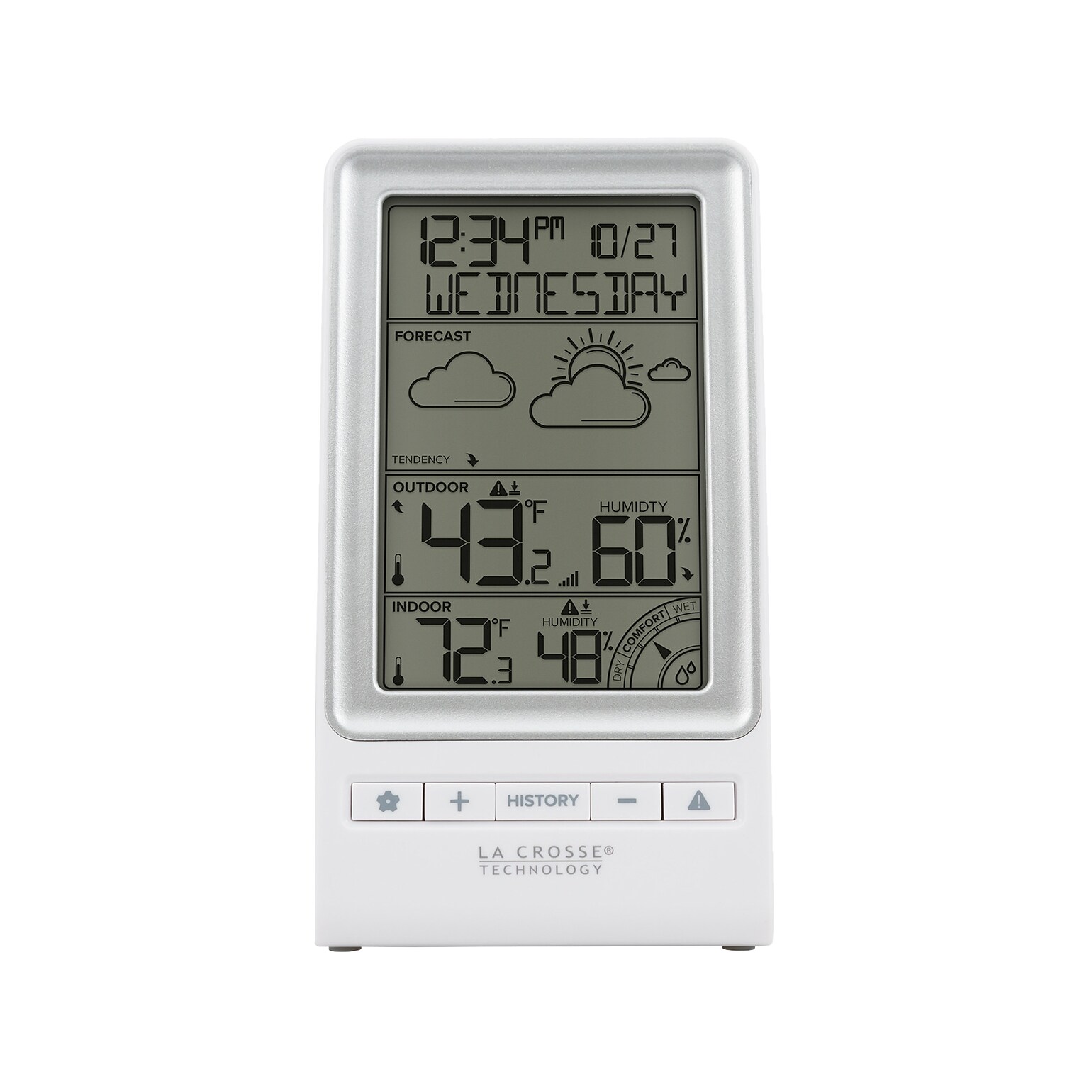 La Crosse Technology Indoor/Outdoor Tabletop Weather Station, Digital, White (308-1415FCT)