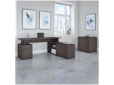 Bush Business Furniture Jamestown 72W L Shaped Desk with Drawers and Lateral File Cabinet, Storm Gr