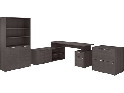 Bush Business Furniture Jamestown 72W L Shaped Desk with Lateral File Cabinet and 5 Shelf Bookcase,