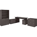 Bush Business Furniture Jamestown 72W L Shaped Desk with Lateral File Cabinet and 5 Shelf Bookcase,