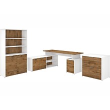 Bush Business Furniture Jamestown 71 L-Shaped Desk Bundle, Fresh Walnut/White (JTN011FWWHSU)