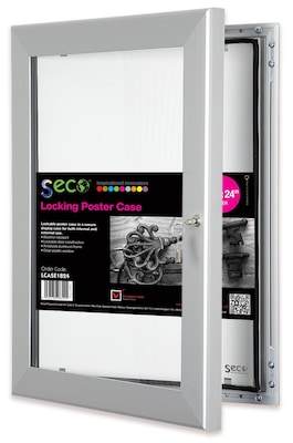 Seco® Locking Indoor/Outdoor Poster Case Shatterproof, 18"x 24",  Silver (LCASE1824)