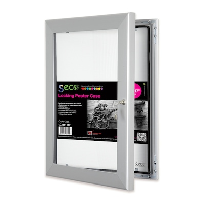Seco Locking Indoor/Outdoor Poster Case Shatterproof Rustproof, 11"x17",  Silver (LCASE1117)