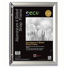 Seco® Front Load Easy Open Snap Poster Frame, 11 x 17, Silver Anodized Aluminum (SN1117-SV)