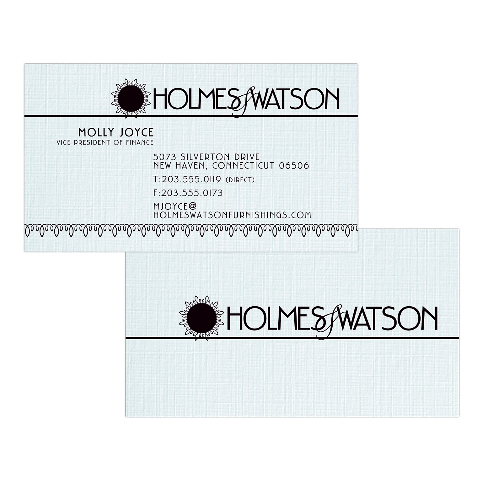 Custom 1-2 Color Business Cards, CLASSIC® Linen Haviland Blue 80#, Flat Print, 1 Standard Ink, 2-Sided, 250/PK
