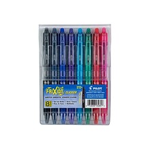 Pilot FriXion Clicker Retractable Gel Pens, Fine Point, Assorted Color Inks, 8/Pack (FXCC8002F-P)