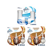 Glade PlugIns Scented Oil & Holders, Cashmere Woods, 0.67 Oz., 8/Pack (328607)
