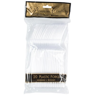 JAM Paper Premium Plastic Forks, Clear, 20 Disposable Forks/Pack (2255820743)