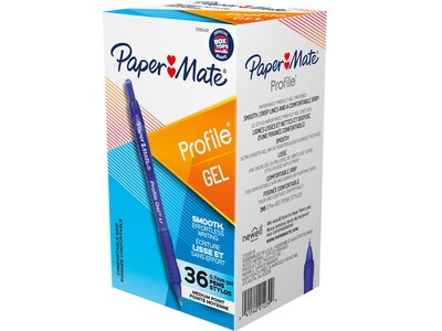 Paper Mate Profile Retractable Gel Pen, Medium Point, Blue Ink, 36/Pack (2095449)
