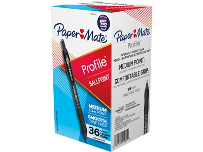Paper Mate Profile Retractable Ballpoint Pen, Medium Point, Black Ink, 36/Pack (2095459)