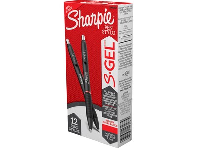 Sharpie S-Gel Retractable Gel Pen, Medium Point, Red Ink, Dozen (2096158)
