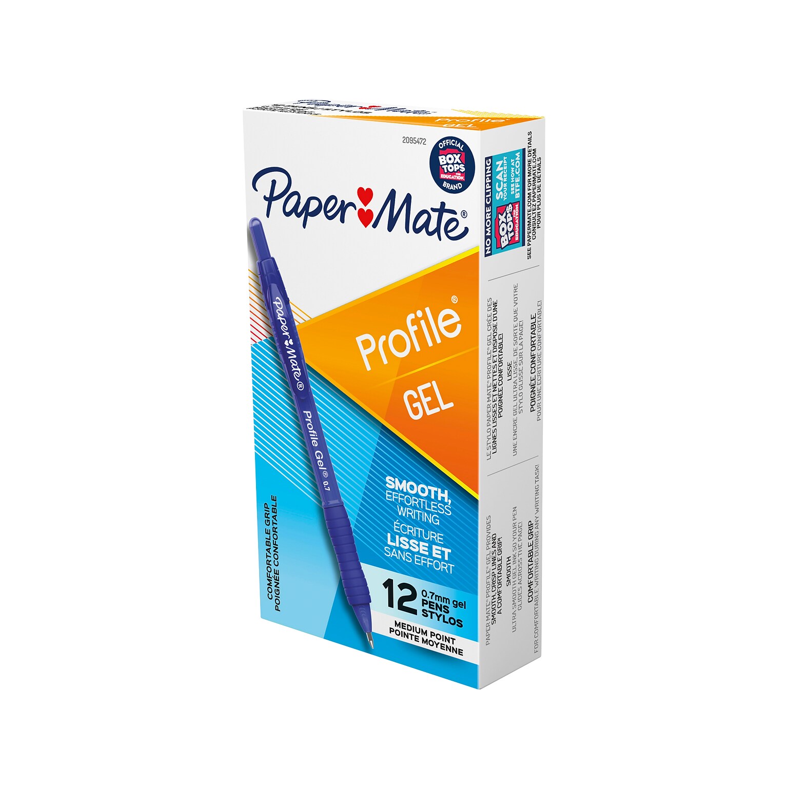 Paper Mate Profile Retractable Gel Pen, Medium Point, Blue Ink, Dozen (2095472)