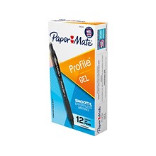 Paper Mate Profile Retractable Gel Pen, Fine Point, Black Ink, Dozen (2095468)