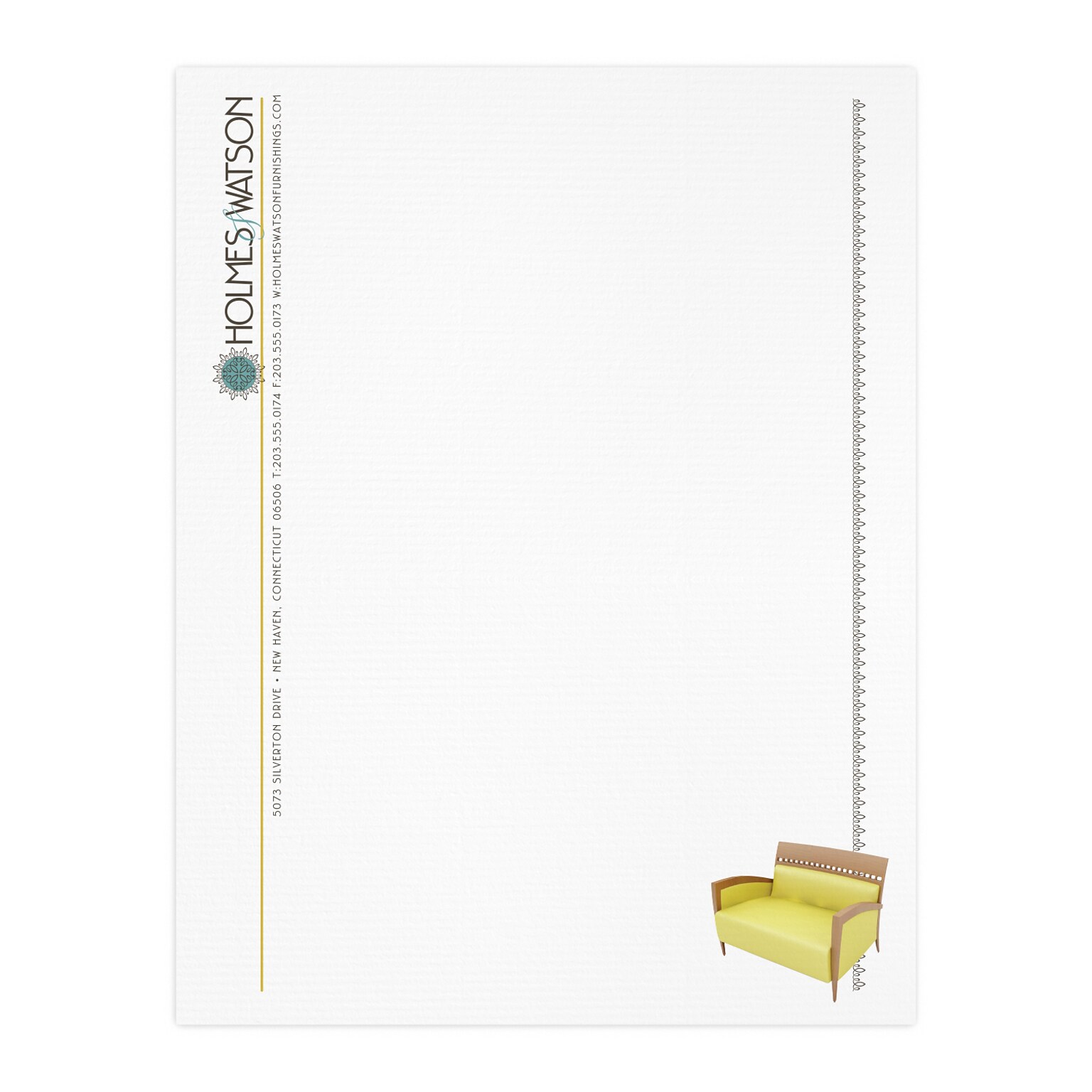 Custom Full Color Letterhead, 8.5 x 11, CLASSIC® Laid Solar White 24# Stock, Flat Print
