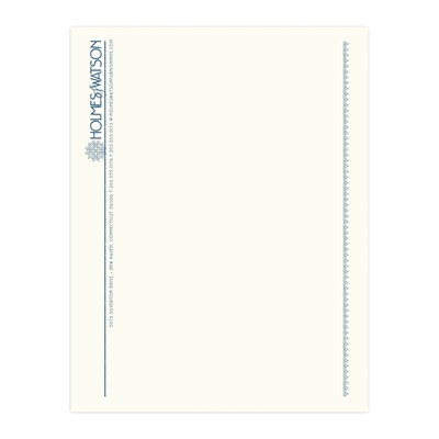 Custom 1 & 2 Color Letterhead, 8.5 x 11, CLASSIC CREST® Natural White 24# Stock, 1 Custom Ink, Rai