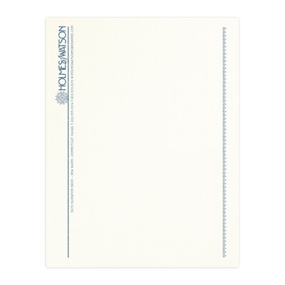 Custom 1 & 2 Color Letterhead, 8.5 x 11, CLASSIC® Linen Natural White 24# Stock, 1 Custom Ink, Rai